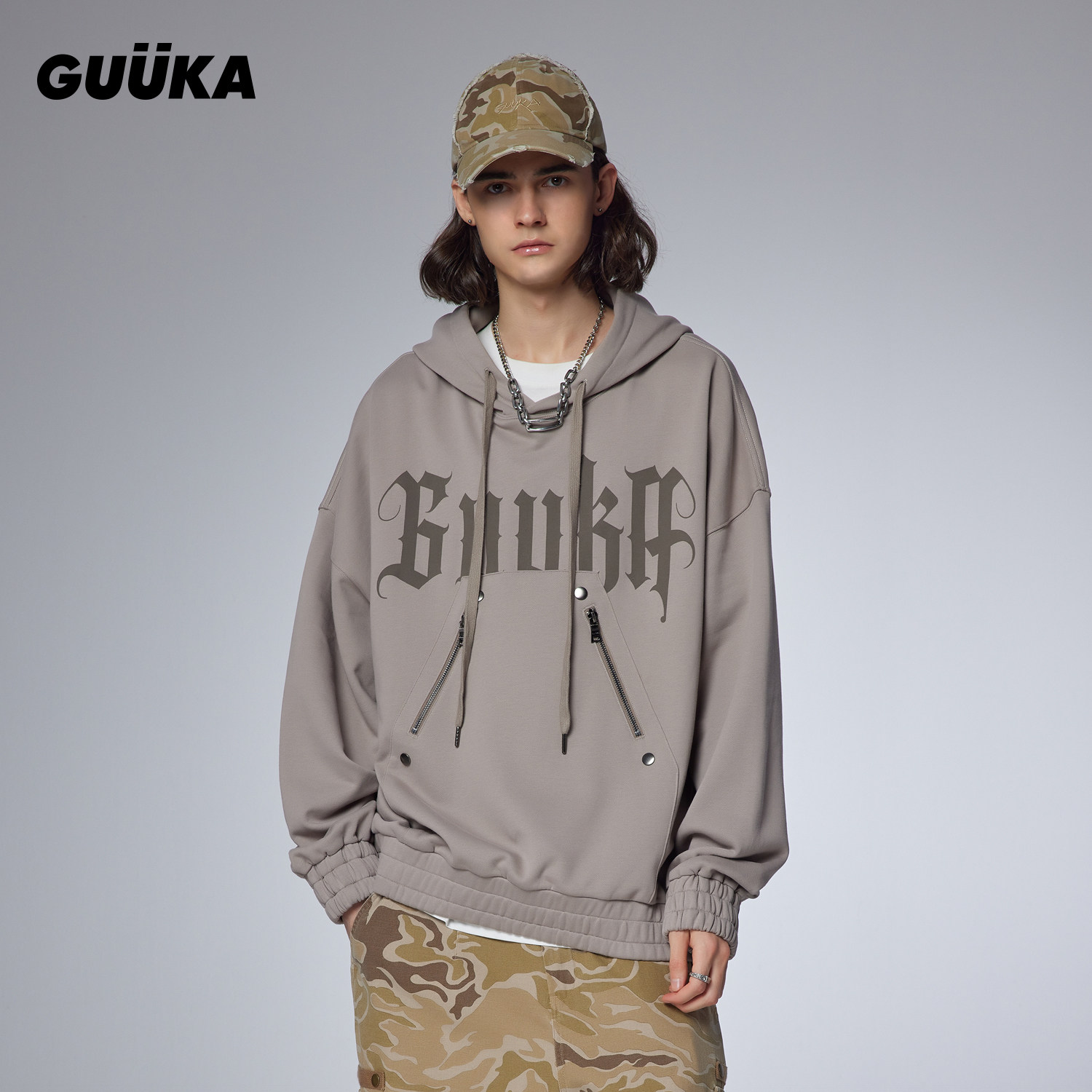 GUUKA重磅连帽卫衣男360克纯棉情侣美式复古哥特体字母帽衫女宽松,男装,卫衣,淘宝优惠券,粉丝福利购,淘宝优惠卷