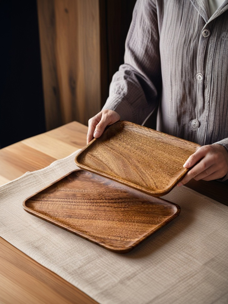 核桃托盘矩形茶托盘下午茶托盘餐厅咖啡木制小吃托盘实木干茶托盘