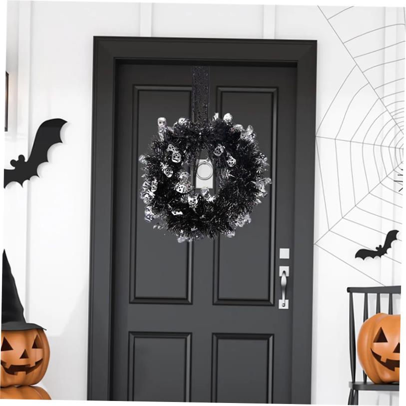 Halloween Striped Wreath Pumpkin Skull WreathHalloween fro
