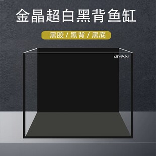 技研精工方形鱼缸金晶超白黑胶黑背中小型桌面办公客厅观赏鱼缸