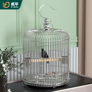 不锈钢鸟笼八哥玄凤鹦鹉画眉专用鸟笼子超大高级圆笼大全豪华底盘