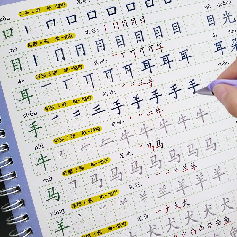 大班幼儿名字练字帖儿童园中班笔画笔顺基础汉字数字拼音启蒙凹槽