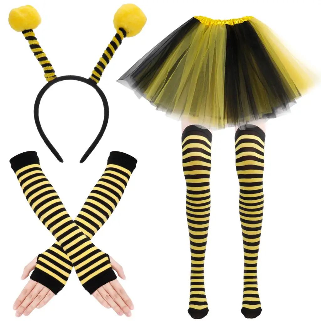 Yellow Bee Costume Set Bee Ears Tutu Skirt Socks Animal Fanc