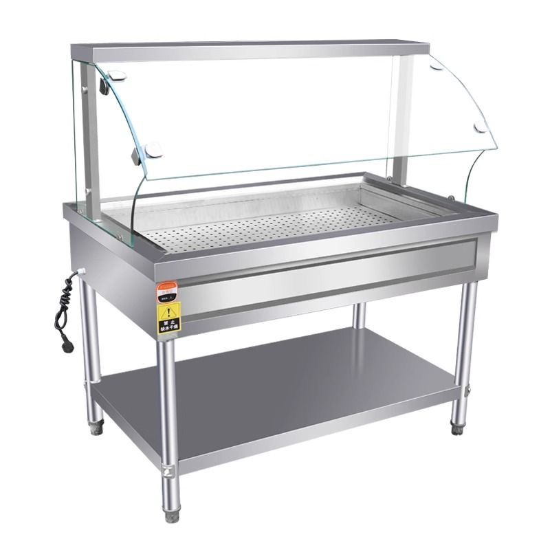 商用玻璃罩保温快餐台加热小碗菜浏阳蒸菜台包子馒头熟食保温餐车