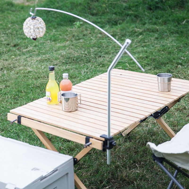 户外露营IGT桌灯架弧形灯架可调节灯便携不锈钢灯架营地桌面灯架