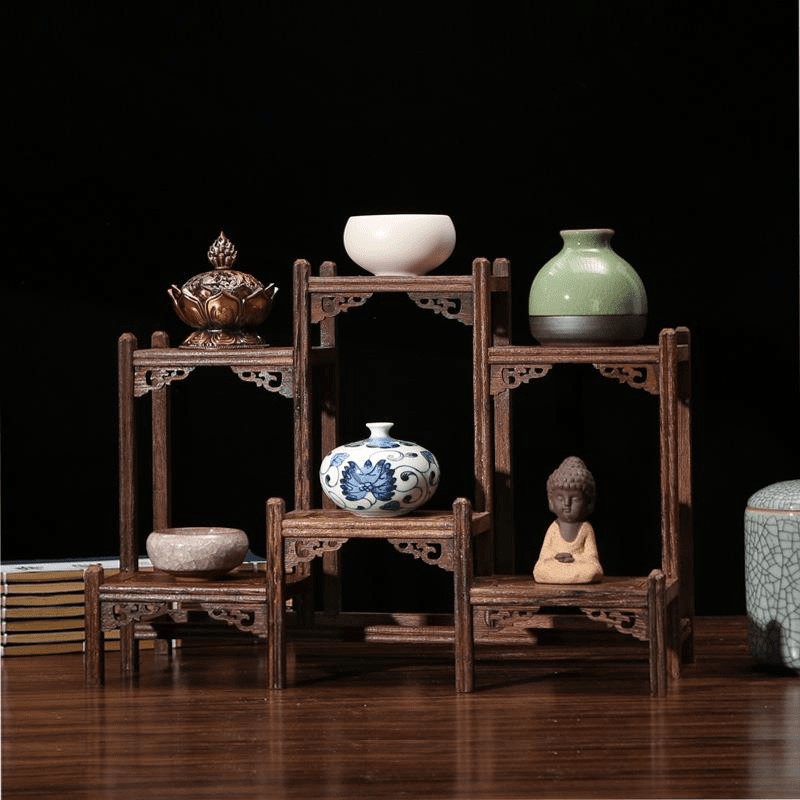 鸡翅木中式小多宝阁茶具首饰展示架实木架子置物架茶壶架博古架
