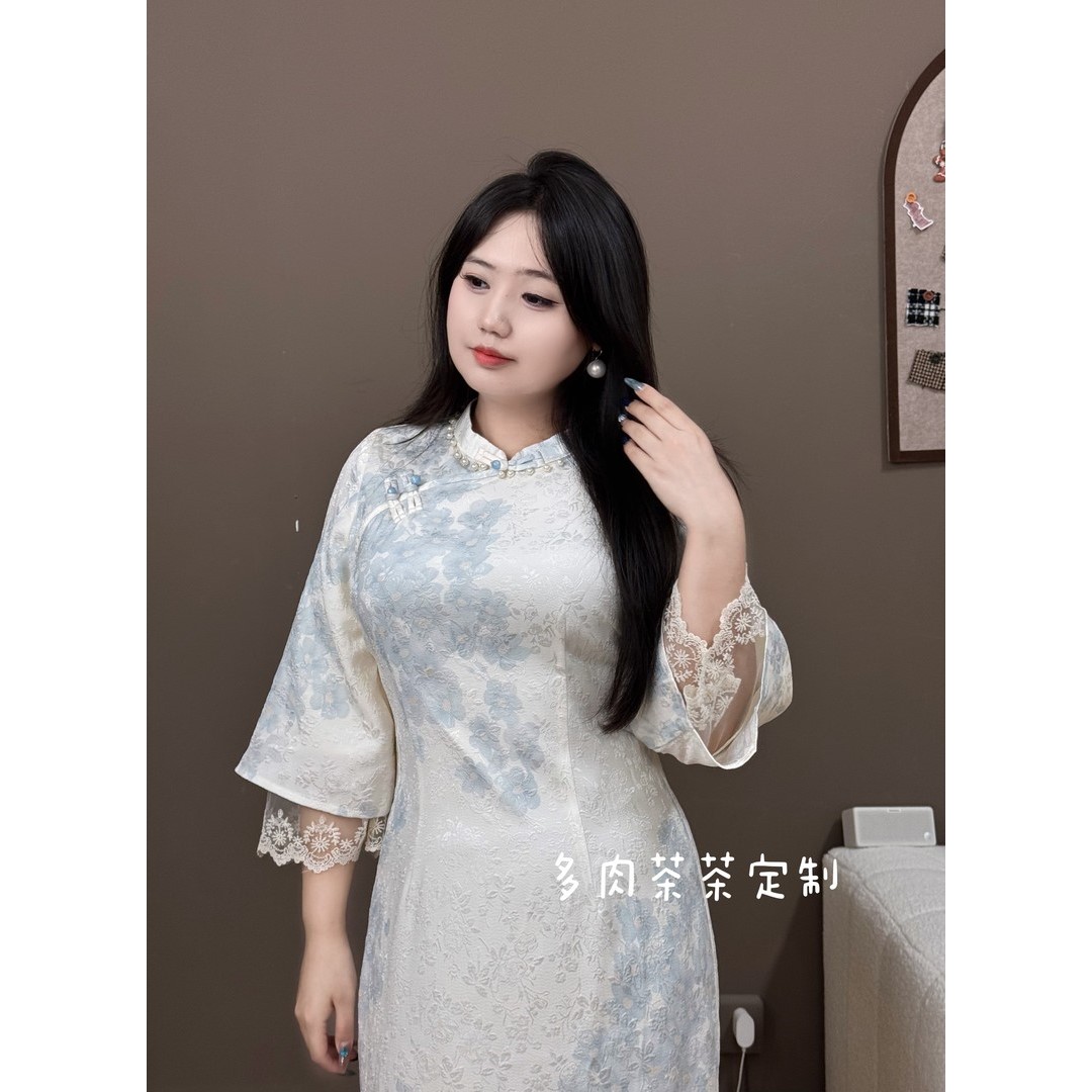 码加加31639秋款新款大码连衣裙新中式改良旗袍温柔裙子女