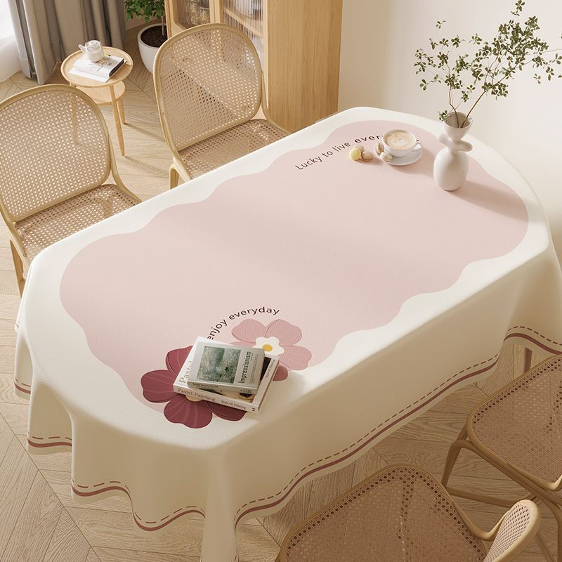 椭圆形桌布防水防油免洗餐桌布pvc网红简约家用茶几布田园风台布