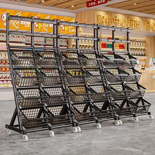 超市便利店零食架子展示架食品中岛推车大号货架服装店置物架