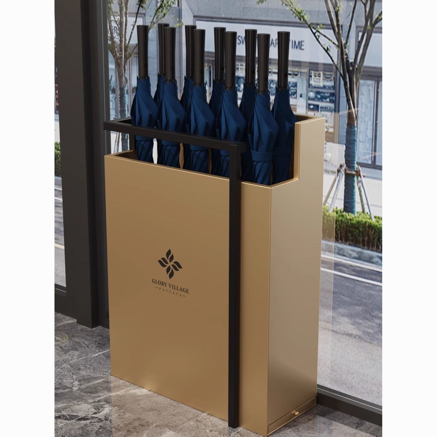 简约雨伞架酒店大堂铁艺高端放伞置物架挂伞神器售楼部雨伞收纳架