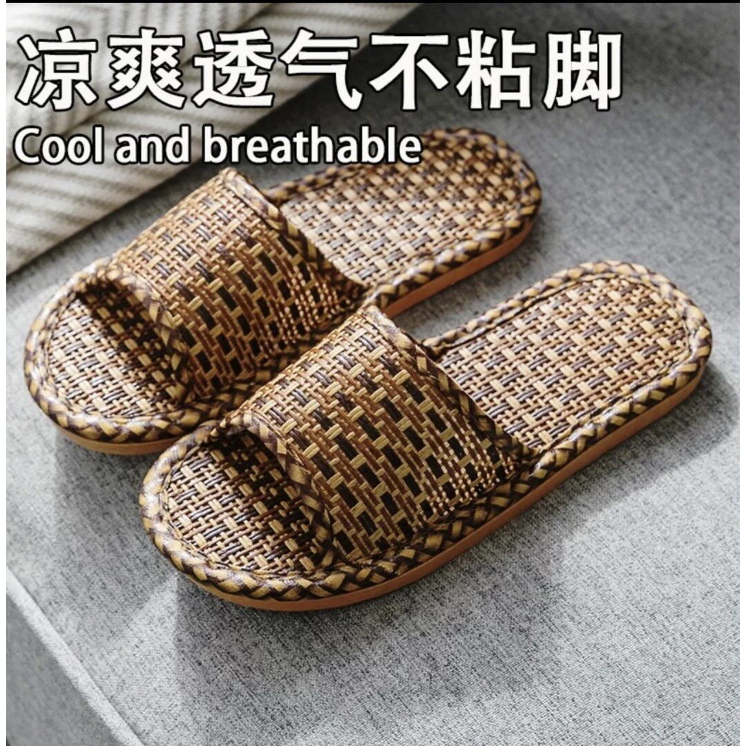 YYY86夏季藤编草编编织真藤拖鞋