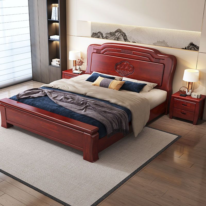 林尔邦卧室成套家具纯实木床榫卯结构1.8米全实木家用婚床+床头柜