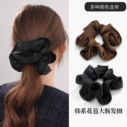 重磅！法式高级感大肠发圈ins超大木耳边花苞缎面大肠圈气质发绳