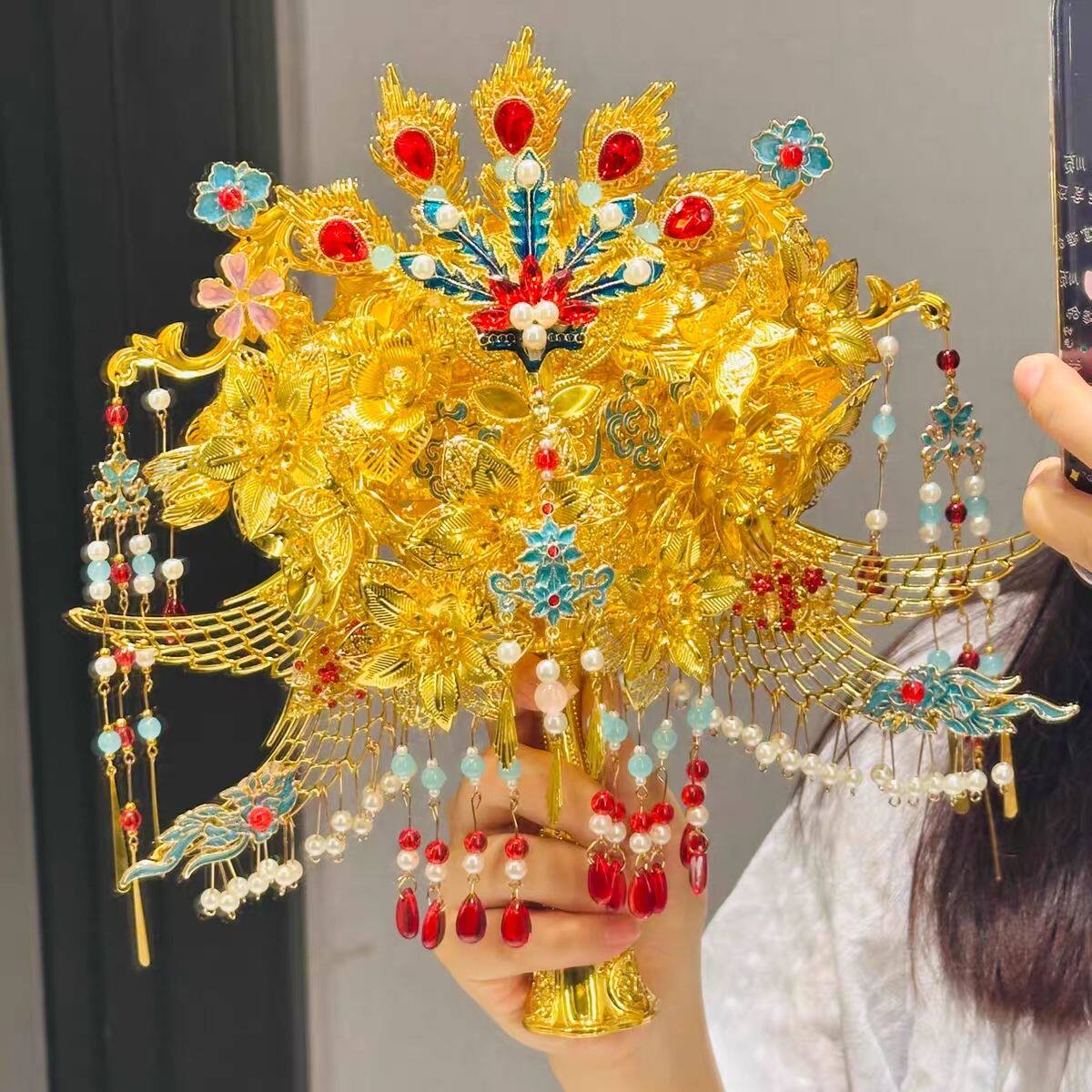 金色手捧花2025新款原创金色手捧花diy高级中式婚礼新娘新婚送闺