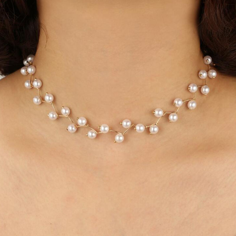 Fashion Women Necklace Choker Pearl Necklace Statement Ladie