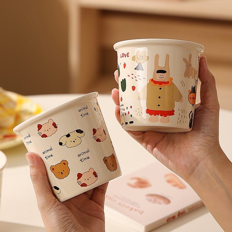 日式手握杯陶瓷喝水杯办公室咖啡杯家用马克杯大容量茶杯高颜值