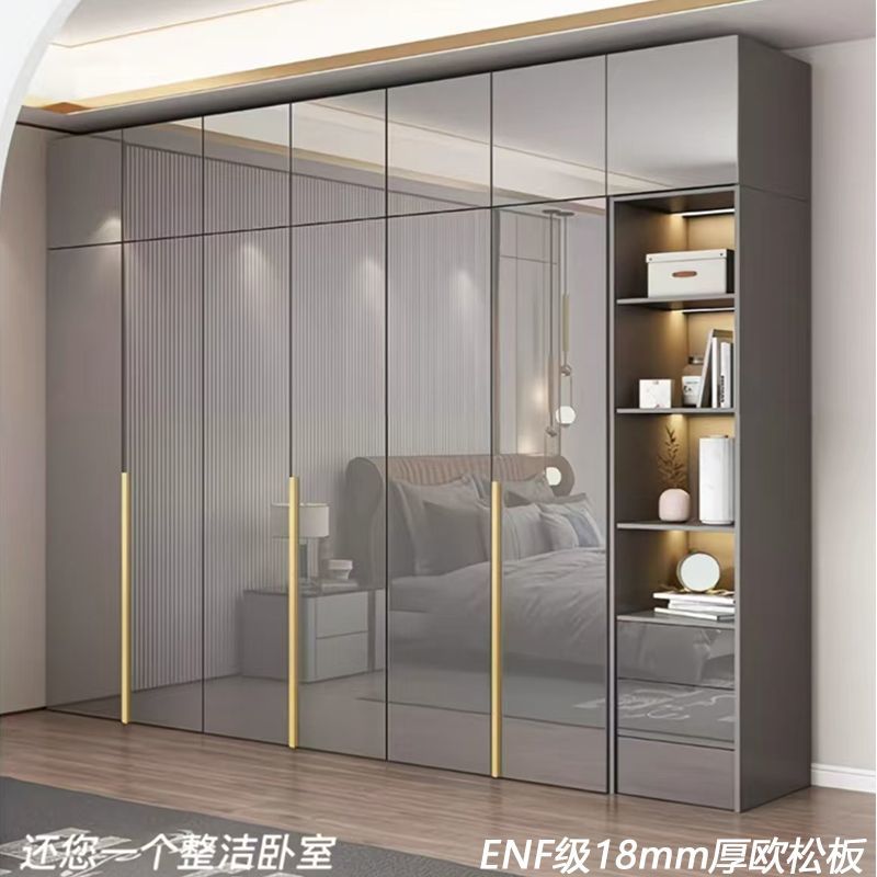 轻奢衣柜家用卧室高光亮面衣柜新款带梳妆台一体多功能储物大衣厨