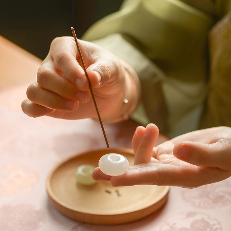 中式玉石线香香插 创意香托香插线香底座家用插香盘不落灰香座