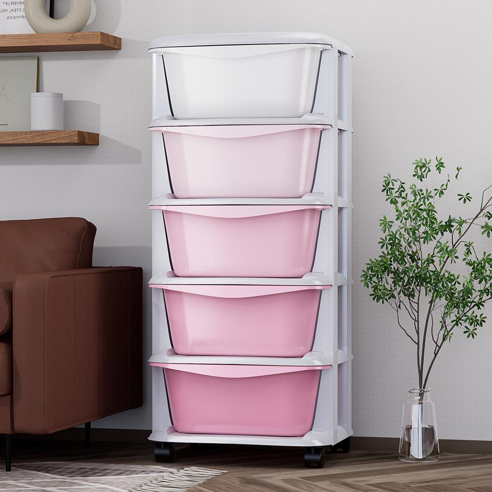 加厚抽屉式收纳柜家用五斗柜玩具置物柜卫生间落地卧室多层储物柜