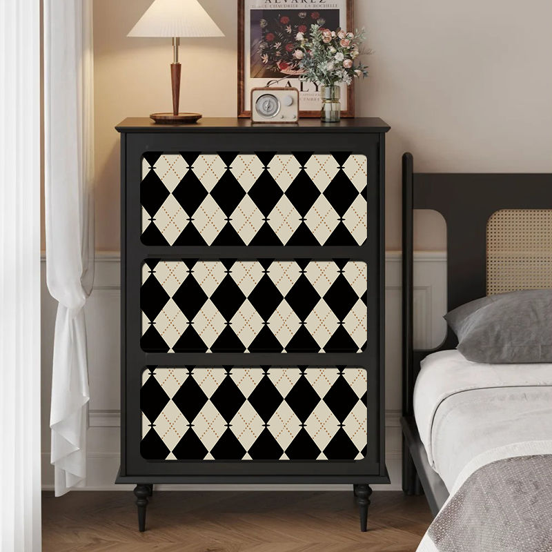 中古风贴纸法式复古家具翻新贴纸自粘柜子移门装饰遮丑墙纸衣柜柜