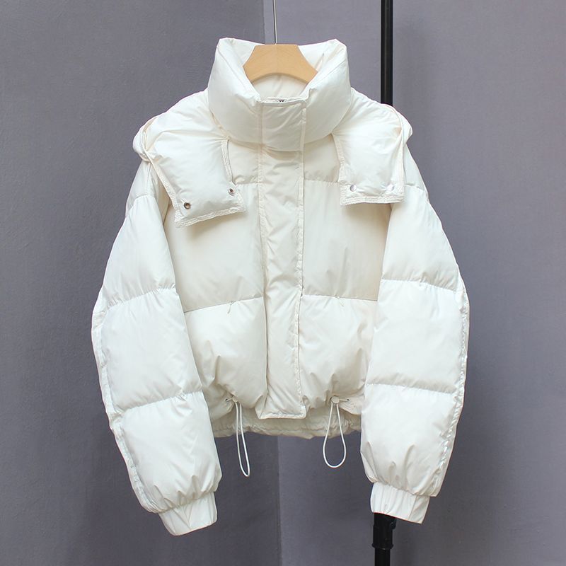 短款羽绒服女冬季2024新款时尚泡芙小个子设计感面包服白鸭绒外套