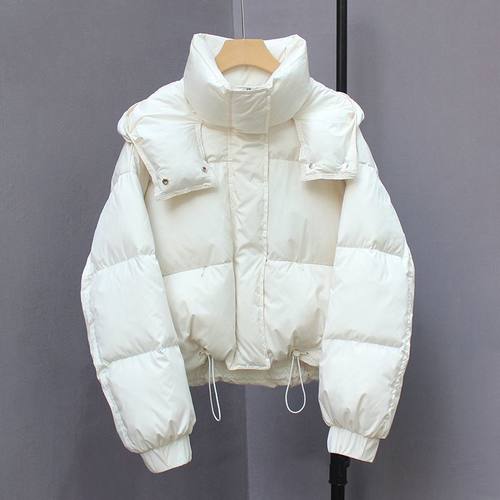 短款羽绒服女冬季2024新款时尚泡芙小个子设计感面包服白鸭绒外套
