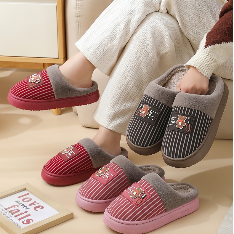防滑保暖加厚加绒防水款秋冬季居家室内外软底毛绒棉拖鞋男女爆款