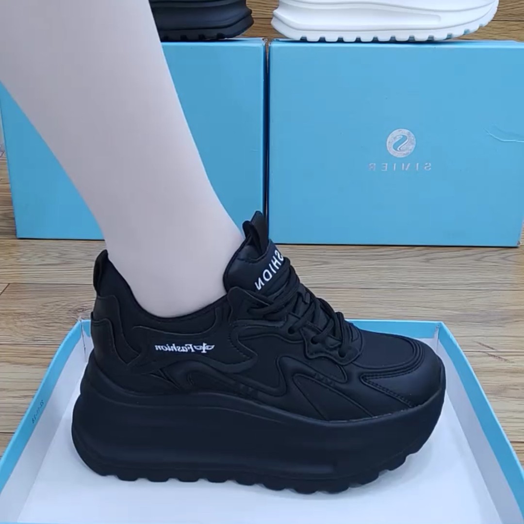 内增高小白鞋女2025女鞋新款爆款牛皮厚底板鞋轻便老爹百搭休闲鞋