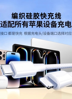 适用苹果充电线Phone15快充数据线lightning苹果13充电器线usb接口原装14手机pd编织线16双typec正品12短2米