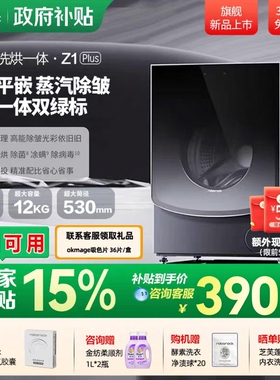 石头分子筛洗烘一体机 Z1 Plus 12KG洗衣机 蒸汽除皱 超薄平嵌