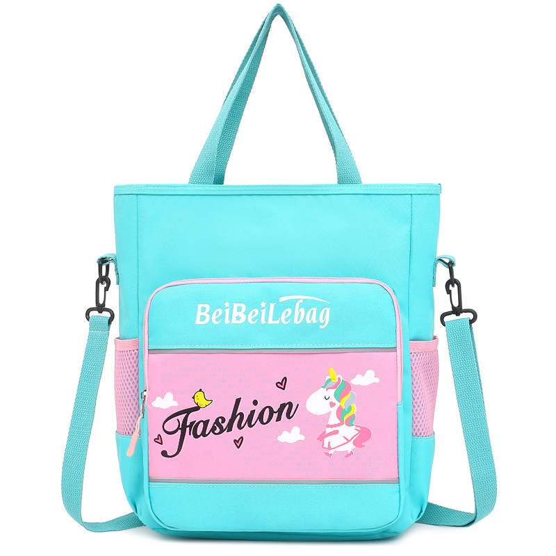 小学生补习袋单肩防水女童补课书包斜跨大容量男童卡通帆布文件袋