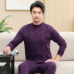 保暖内衣套装 纯棉薄款 老人大码 棉毛衫 中老年秋衣秋裤 线衣线裤 男士
