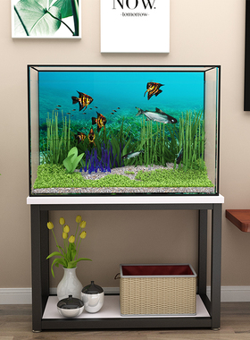 北欧铁艺鱼缸架龟缸架子实木不锈钢底座电视柜边桌定制简约鱼缸柜