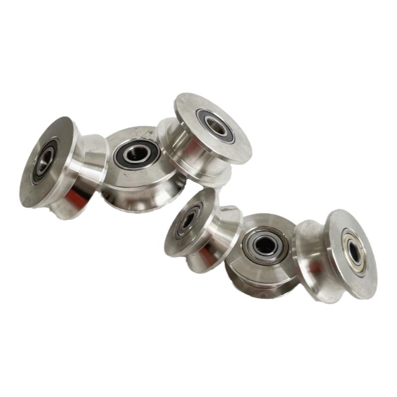 国标304不锈钢轨道轮轴承滑轮移门u型槽轮V型轮角轮钢丝绳定向轮