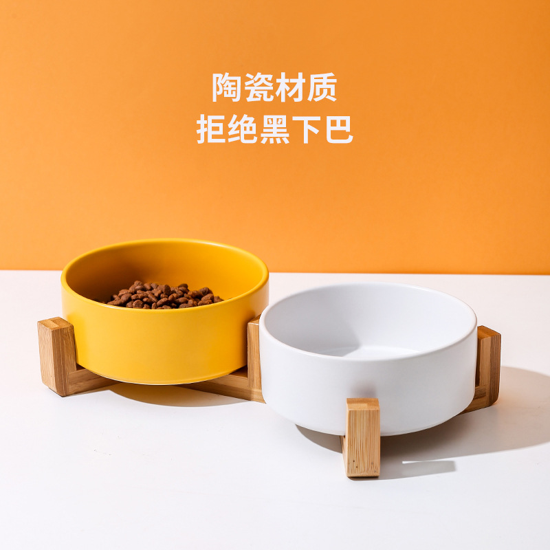 猫碗狗食盆陶瓷狗碗宠物猫咪水碗猫粮防打翻食碗猫碗架小型犬专用
