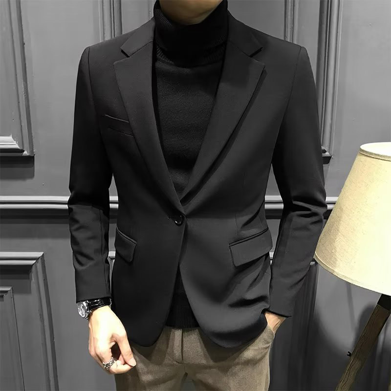 意式高端垫肩小西装外套男设计感单西礼服上衣修身型商务正装西服