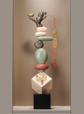 客厅玄关电视柜沙发旁边大型落地摆件家居时来运转艺术高档装饰品