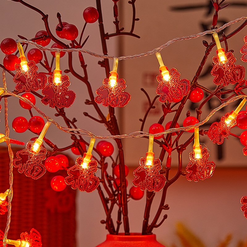 新年装饰灯串led红灯笼串灯家用氛围灯中式福字灯笼装饰灯庭院