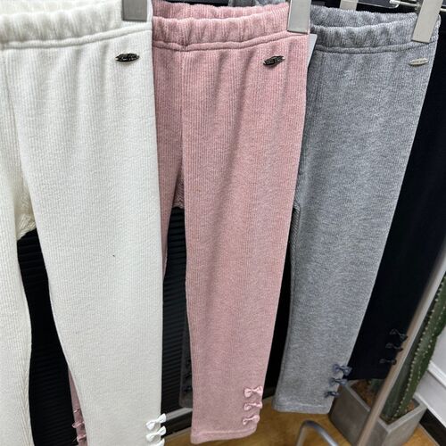 日单mezzo piano钢琴家mp女童吸湿发热蝴蝶结针织打底裤长裤童装