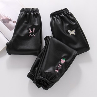 女童加絨褲 薄絨休閑保暖 兒童冬季 子外穿洋氣秋冬寶寶一體絨皮J褲