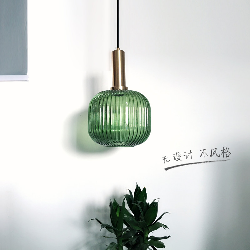 美式复古玻璃吊灯创意简约餐厅床头D吧台阳台咖啡厅书房墨绿色吊