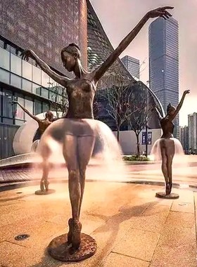 户外广场铸铜人物雕塑定制园林公园喷泉铜雕城市创意塑像落地摆件