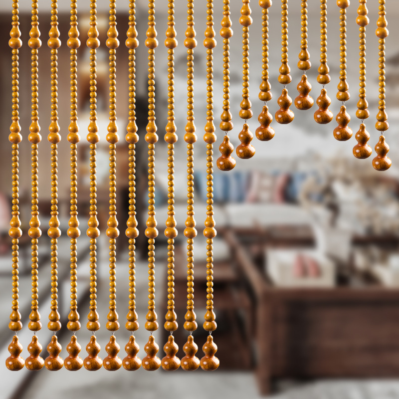 桃木葫芦珠帘门帘隔断玄关卫生间客厅家用免打孔帘子