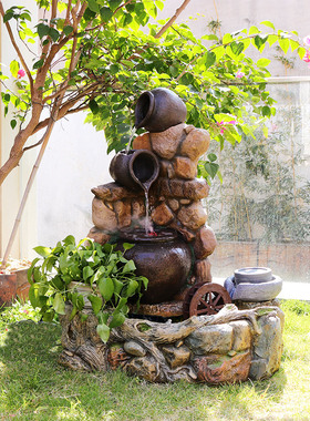 假山流水喷泉花园庭院户外鱼池造景院子阳台装饰景观创意水景摆件