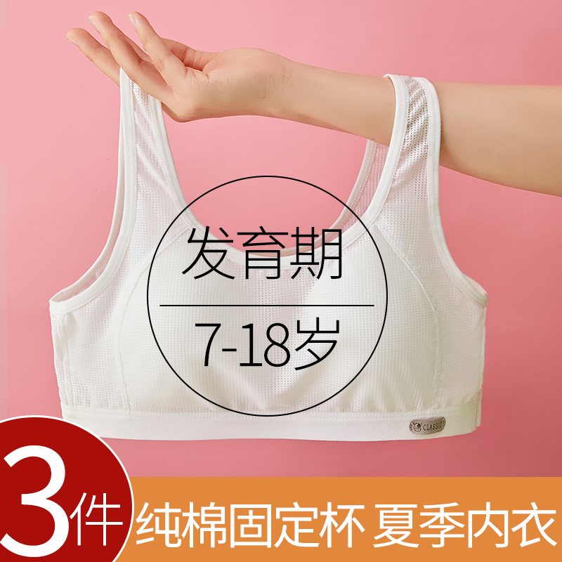 夏季薄款少女内衣固定杯r初高中学生青春发育期运动文胸罩二三阶