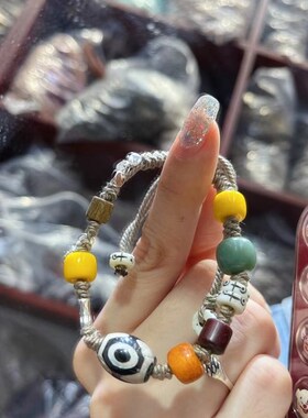 三眼天珠多宝串串 ~搭配坨骨配饰 绿檀,紫檀,牛骨隔片