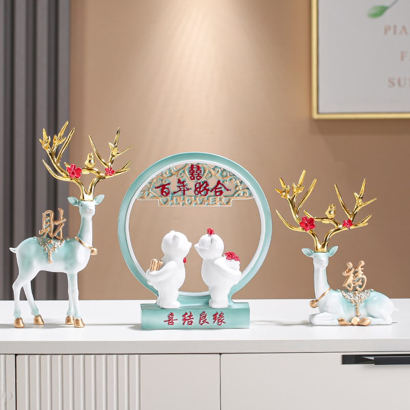 新婚结婚摆件创意l鹿礼物送新人闺蜜订婚客厅家居装饰乔迁新居礼