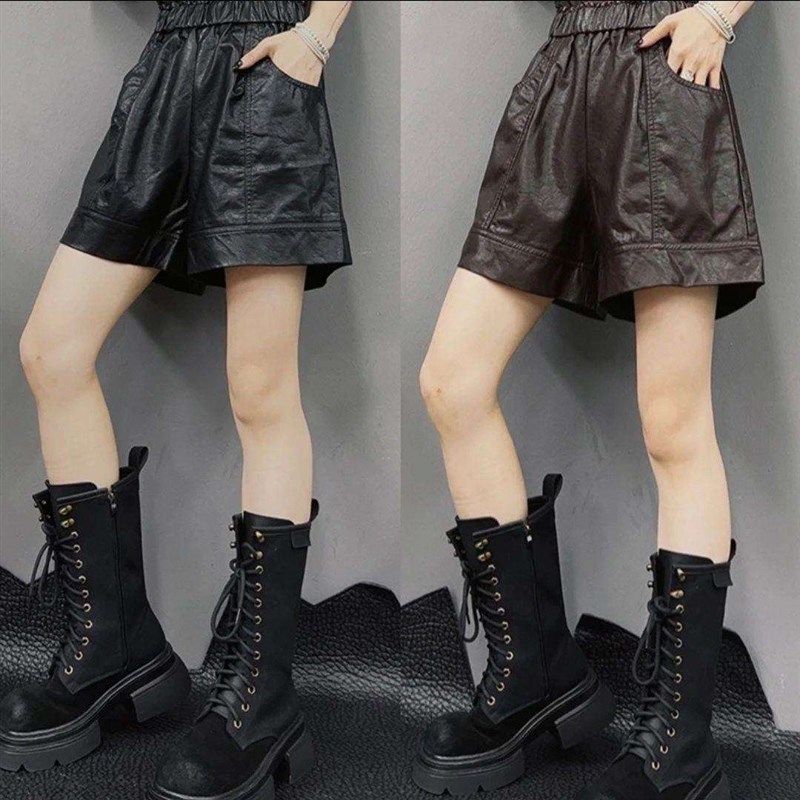 皮短裤女秋冬装外穿大码宽松pu皮裤松紧高腰靴裤裙口袋a字阔腿裤,模玩/动漫/周边/娃圈三坑/桌游,Cosplay女装/cos女装,淘宝优惠券,粉丝福利购,淘宝优惠卷