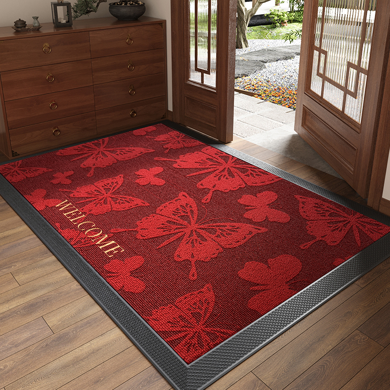 地垫入户门垫激光打印玄关大门口进门脚垫刺绣红色喜庆防滑室外毯