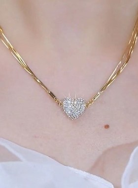 轻奢小众磁吸爱心项链n2023年新款潮高级感气质时尚锁骨链个性颈